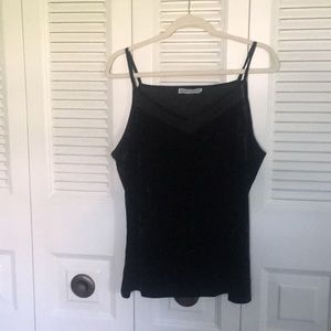 Black crushed velvet tank top (Size L)